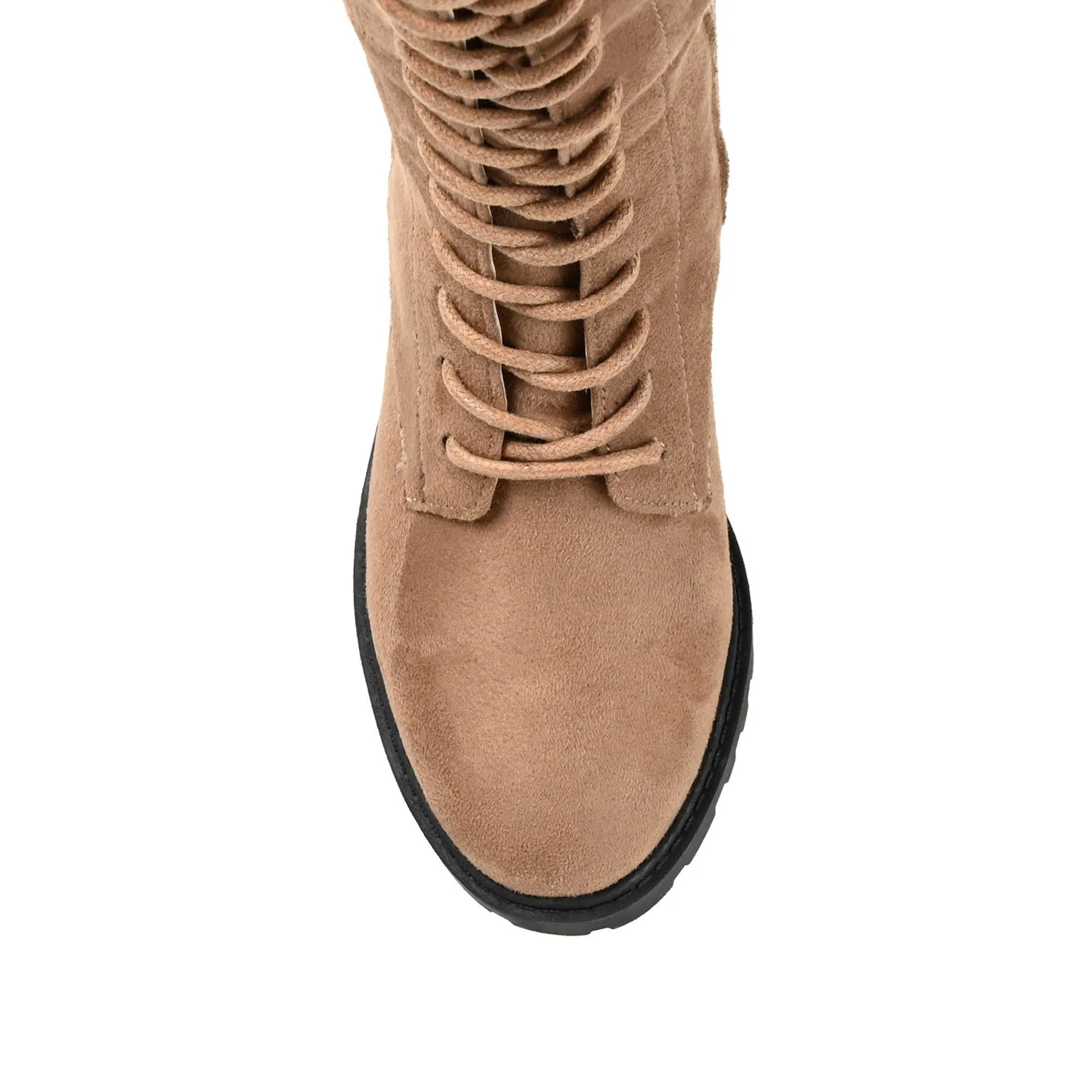 JENICCA LACE-UP BOOTS IN WIDE CALF