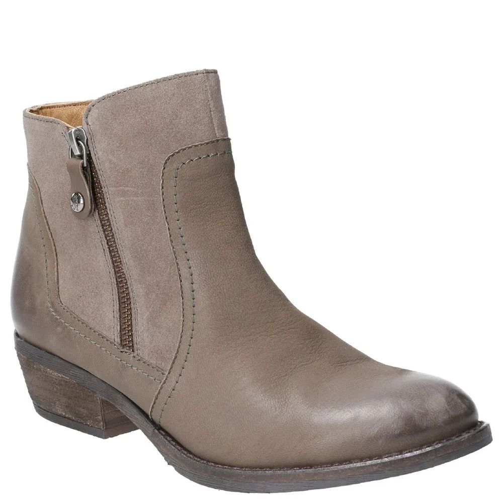 Khaki Isla Zip-Up Ankle Boots