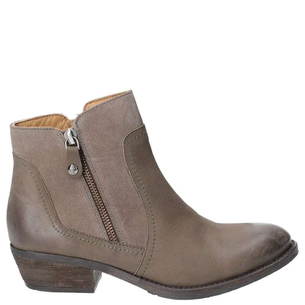 Khaki Isla Zip-Up Ankle Boots