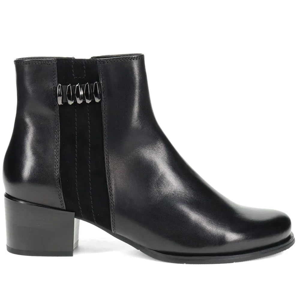 Leather Block-Heeled Ankle Boots - SINO40501 / 326 458