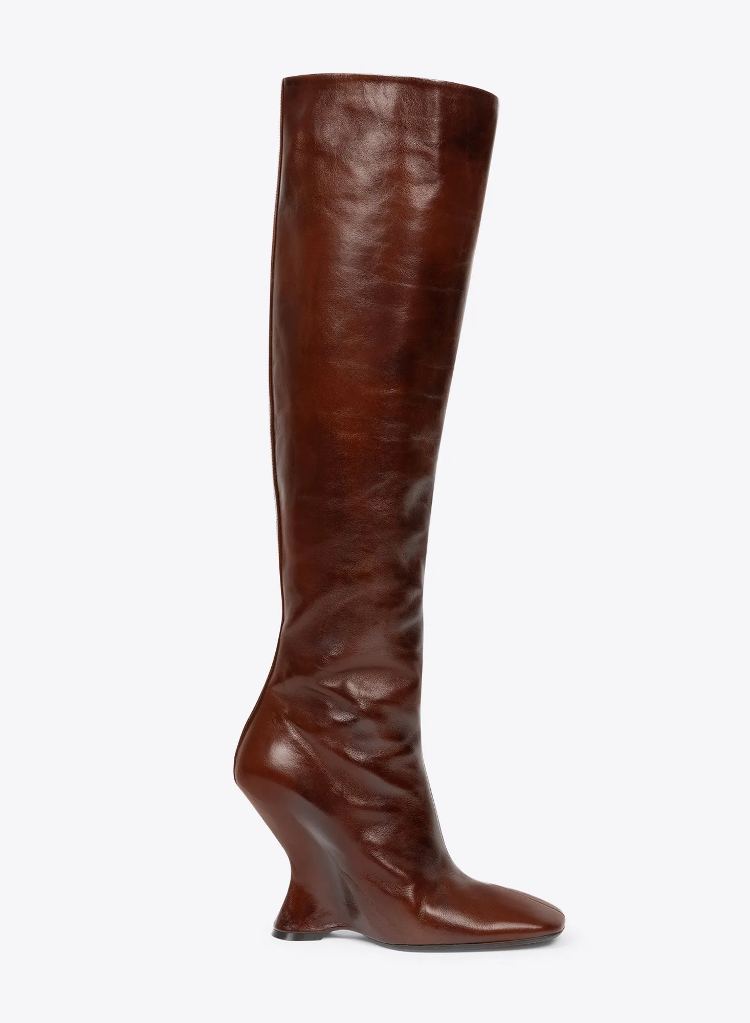 Leather wedge boots