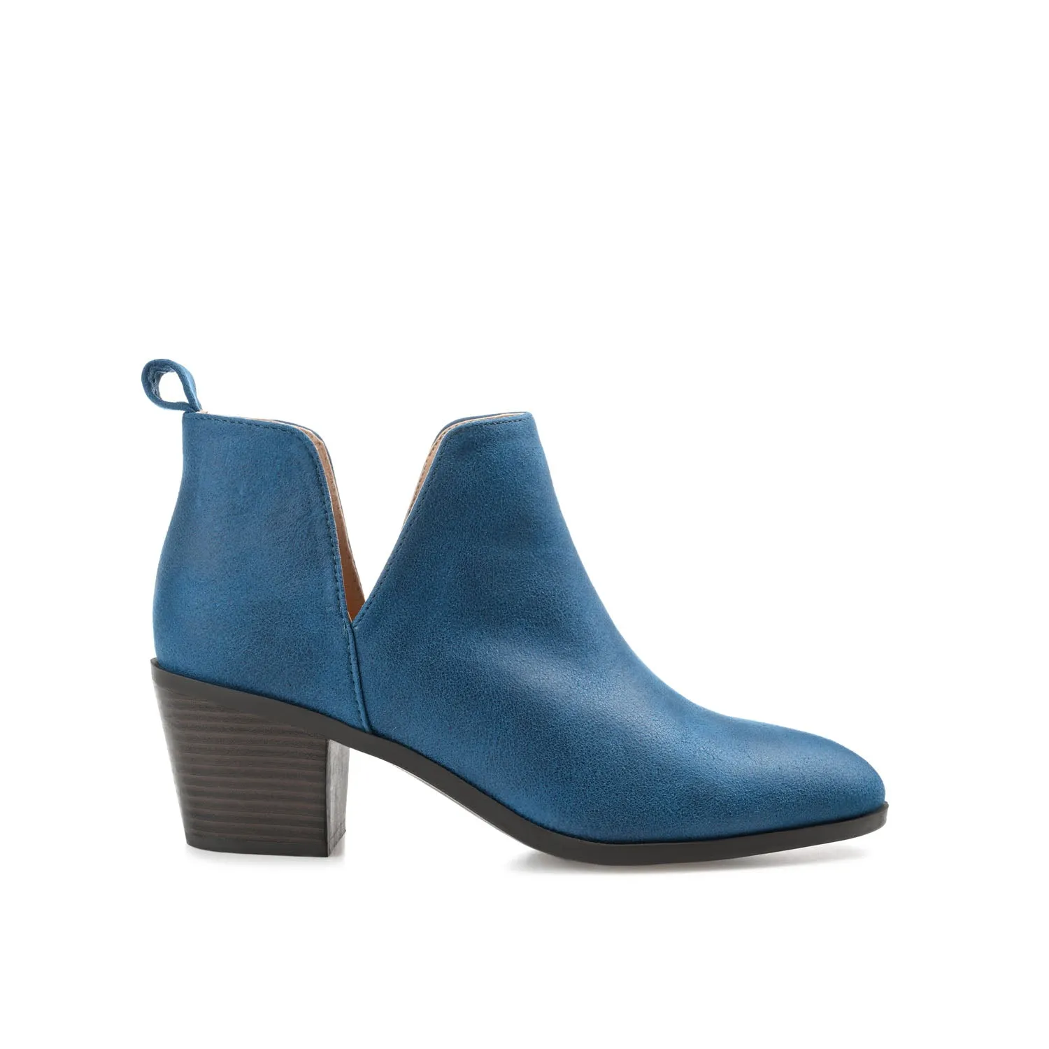 LOLA BLOCK HEELED BOOTIES IN FAUX LEATHER