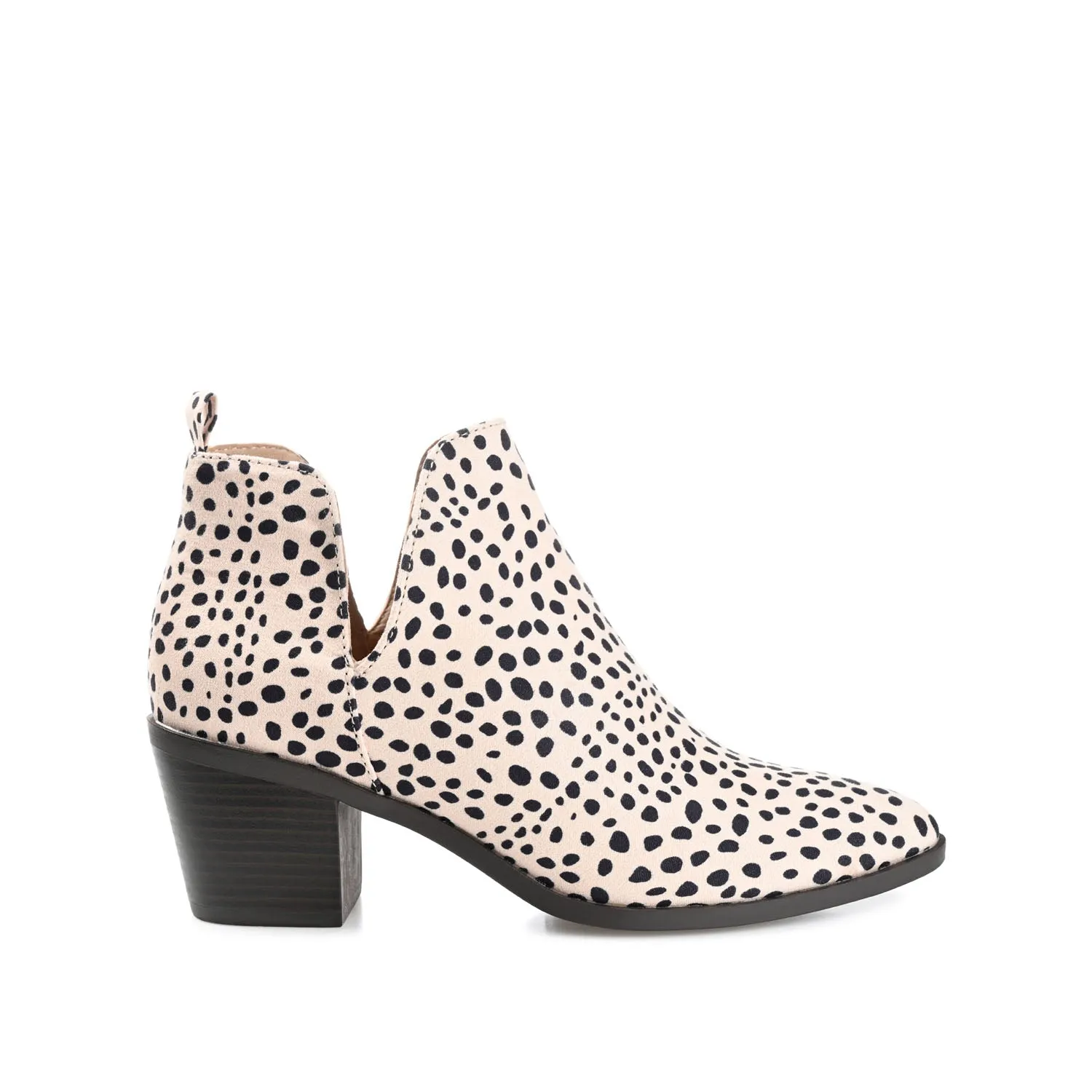 LOLA BLOCK HEELED BOOTIES IN FAUX LEATHER