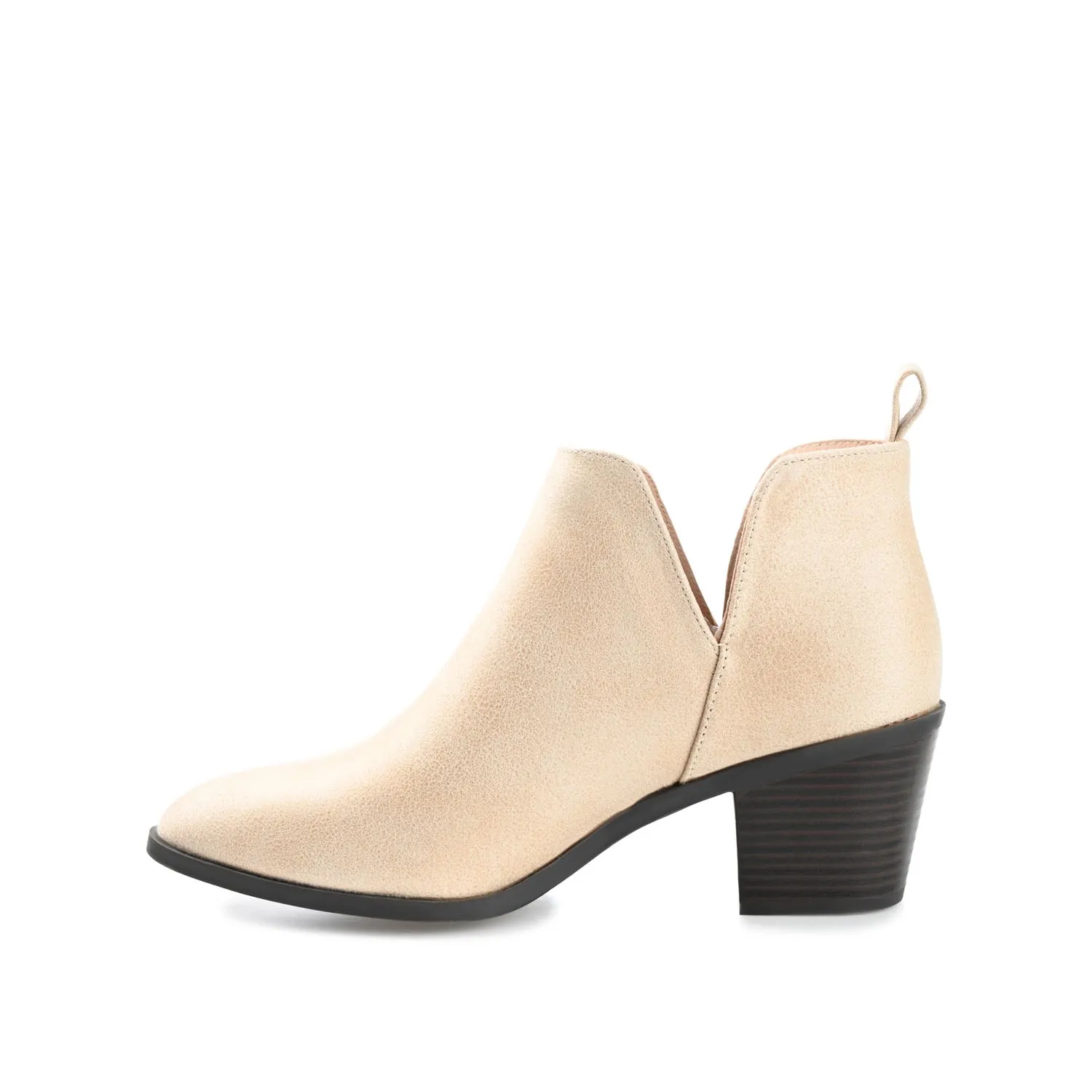 LOLA BLOCK HEELED BOOTIES IN FAUX LEATHER