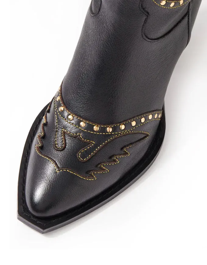 Lurva Black/Gold Leather Boots