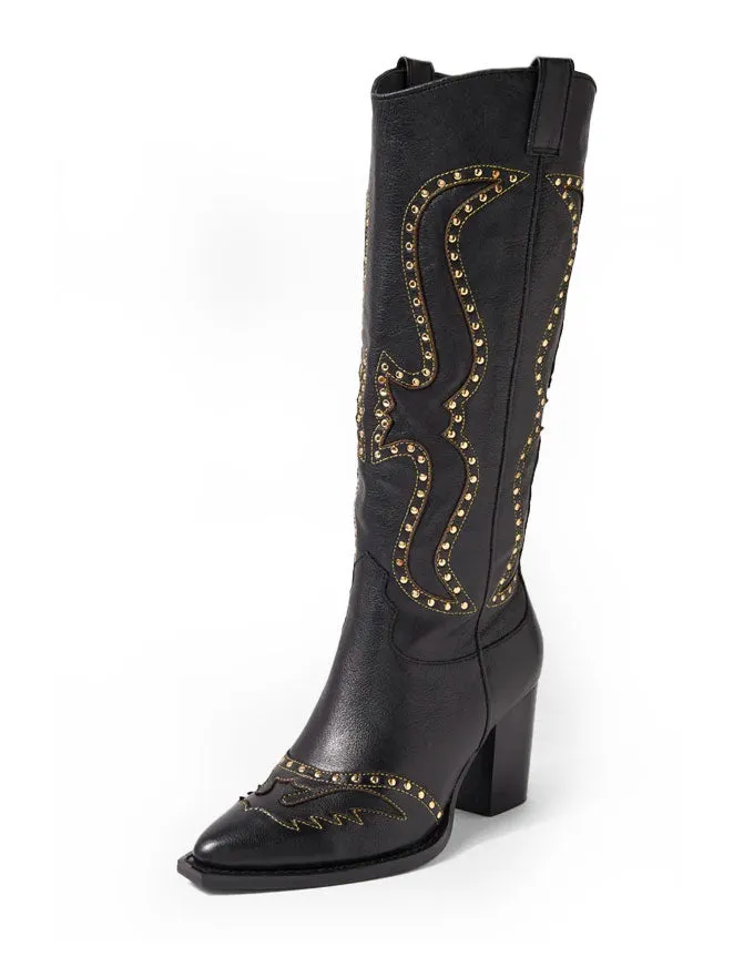 Lurva Black/Gold Leather Boots