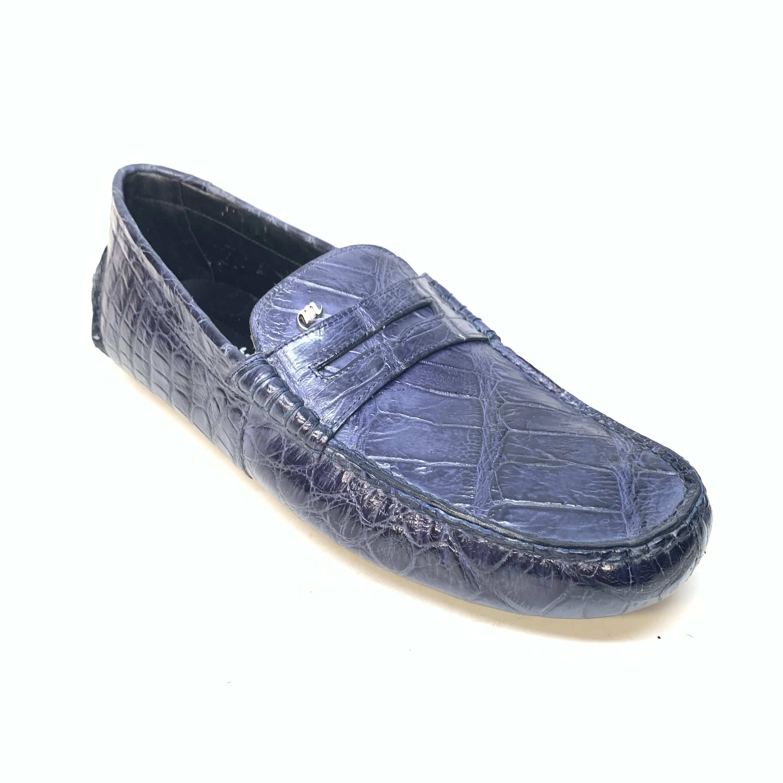 Mauri 3128 Wonder Blue Ercole Alligator Driving Loafers