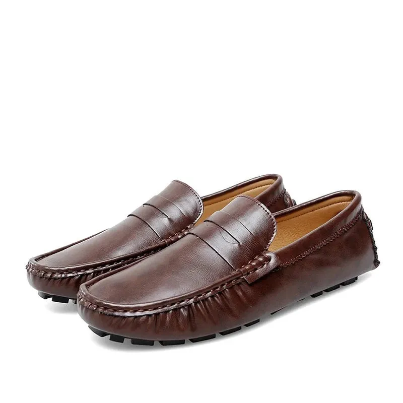 Men Casual Shoes Slip-on Handmade High Quality Pu Leather Loafers Fashion Footwear Comfortable Breathable Driving Shoes