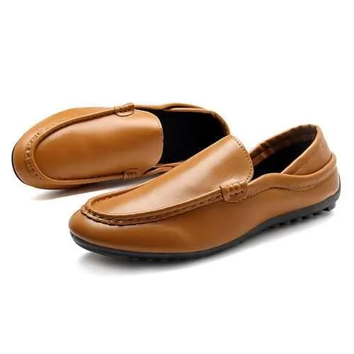 Men Casual Soft Sole Leather Slip On Flat Loafers Driving Sh