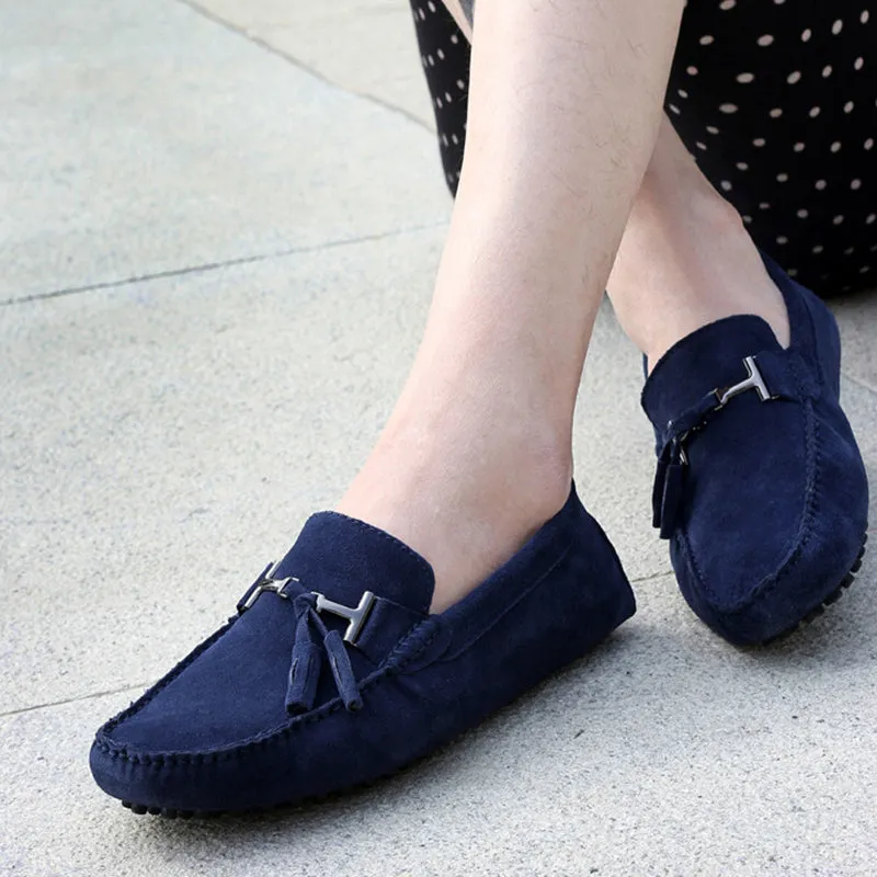 Mens moccasins tassel casual driving slip on suede loafers