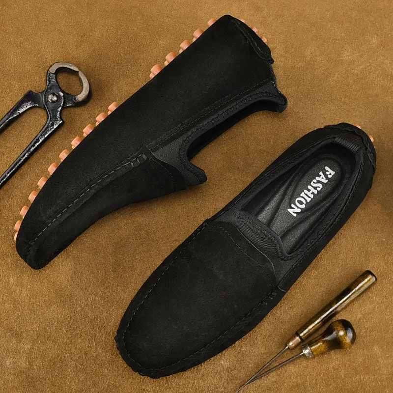 Men's Nubuck Driving Moccasins Elastic