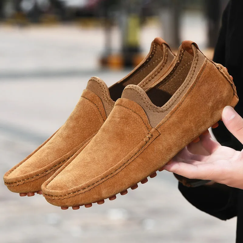 Men's Nubuck Driving Moccasins Elastic