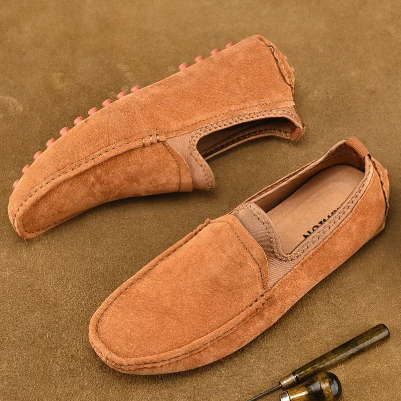 Men's Nubuck Driving Moccasins Elastic