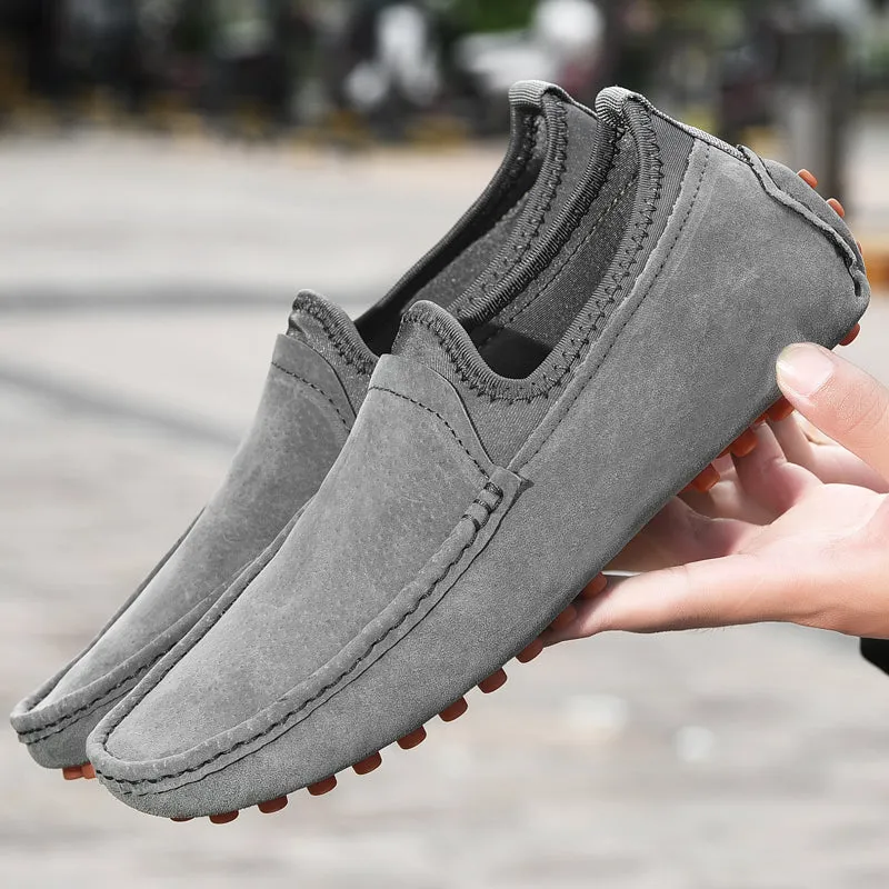 Men's Nubuck Driving Moccasins Elastic