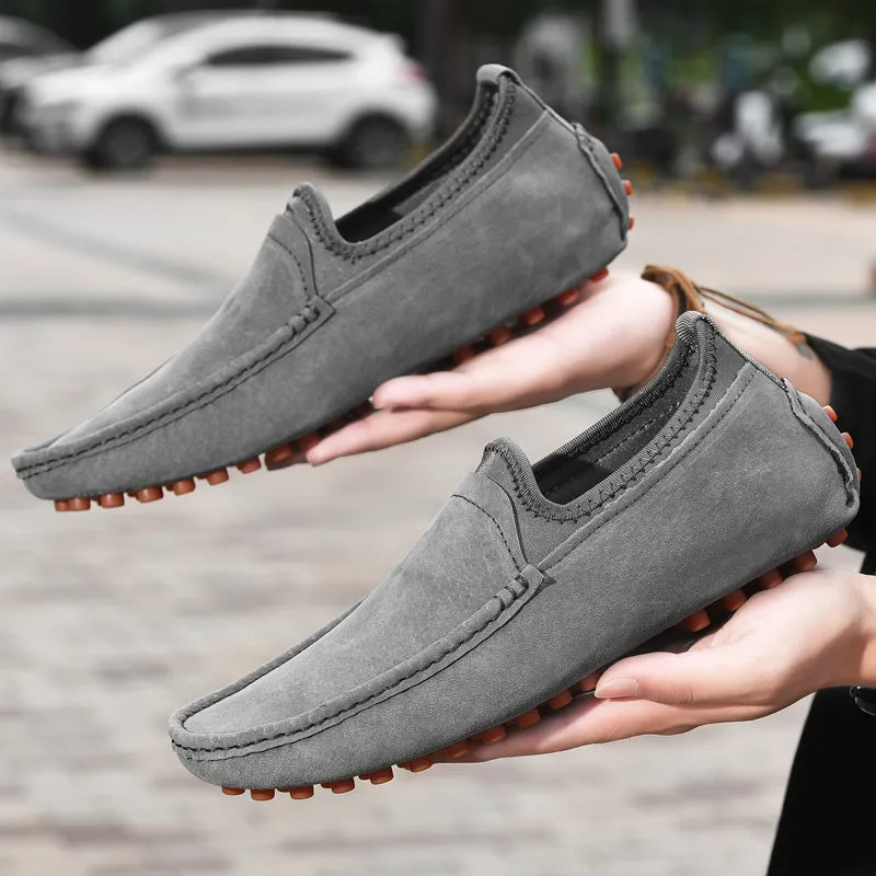 Men's Nubuck Driving Moccasins Elastic