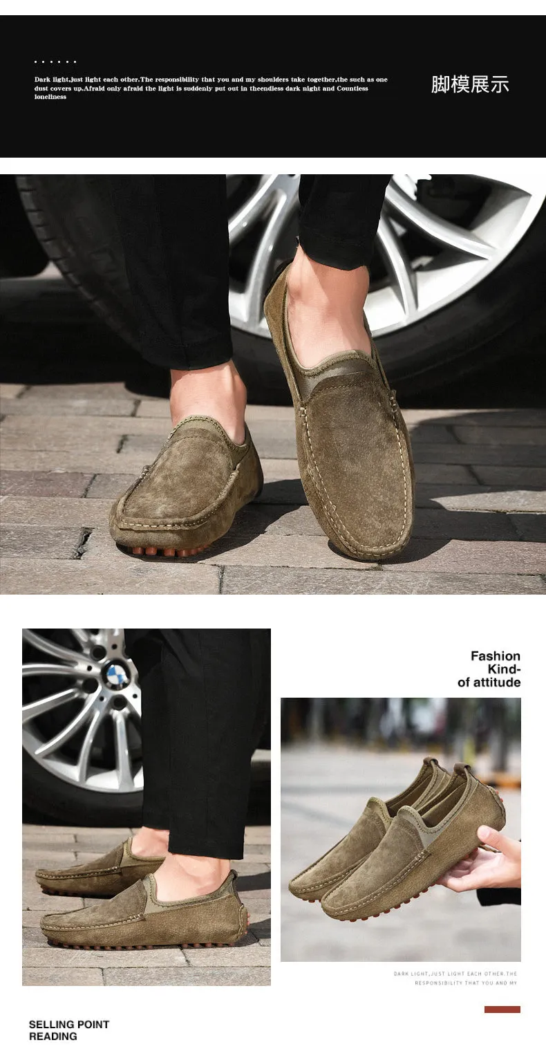 Men's Nubuck Driving Moccasins Elastic