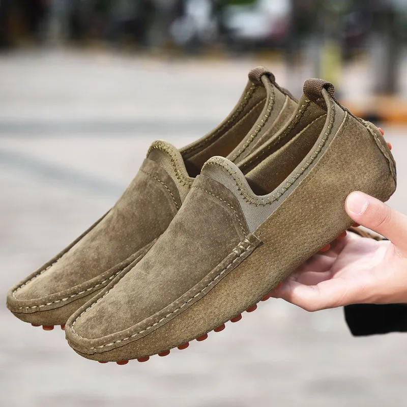 Men's Nubuck Driving Moccasins Elastic