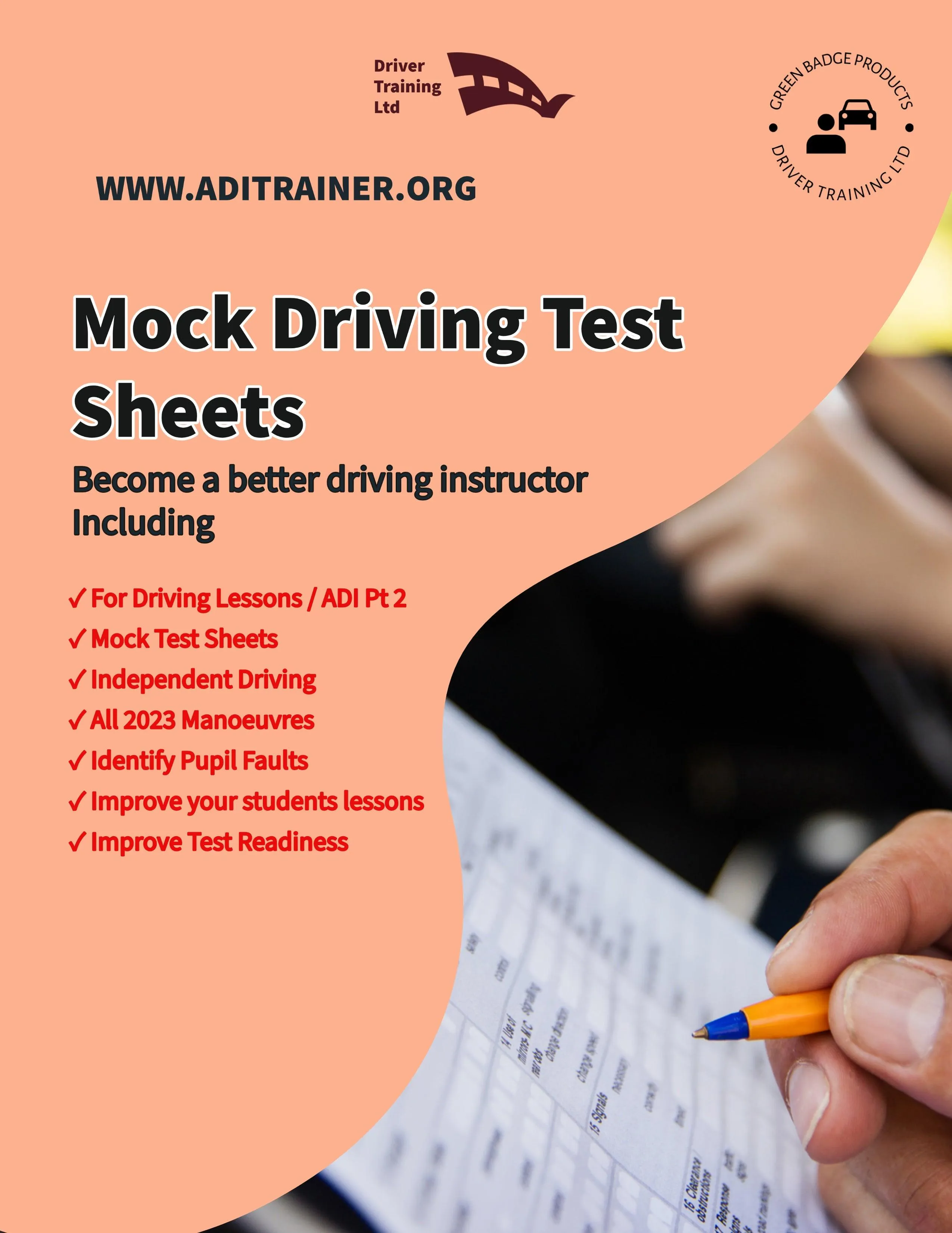 Mock driving test sheets for driving instructors and driving schools & ADI Pt 2