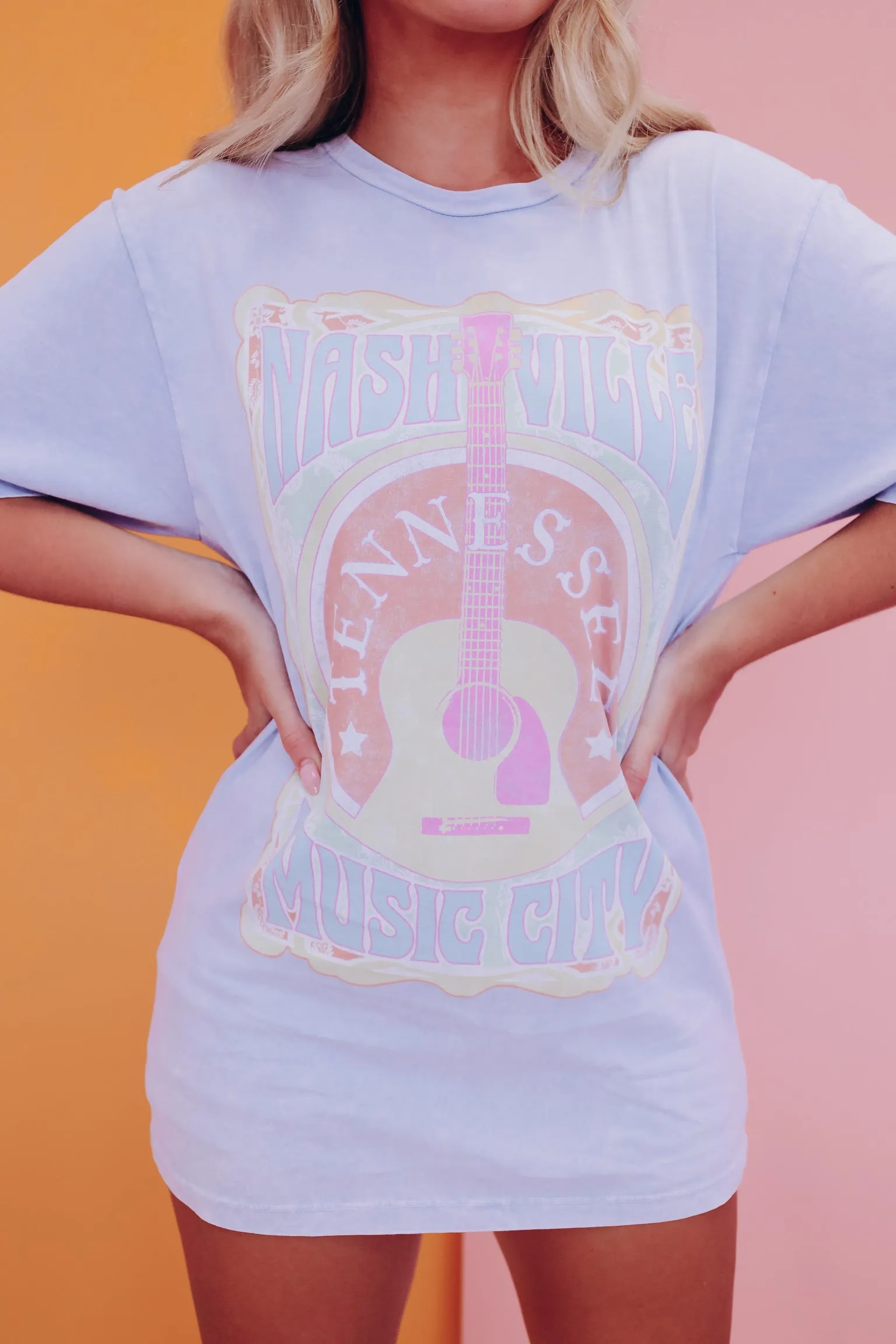 Nashville Tennessee Mineral Wash Graphic Tee - Blue