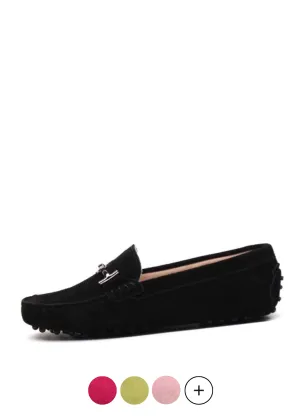 Nayah Women's Leather Driving Black Loafer