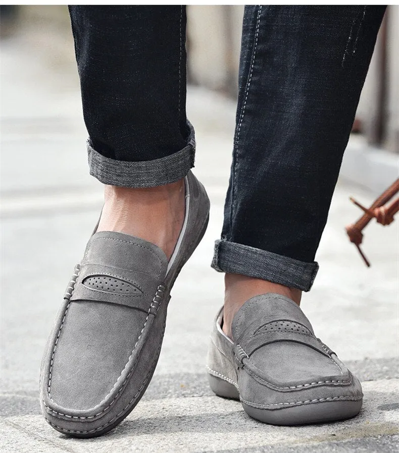 New Genuine Leather Casual Shoes Men Classic Luxury Brand Loafers Men Suede Shoes Breathable Moccasins Men Slip On Driving Shoes