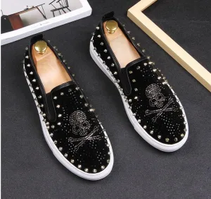 NEW luxury Genuine Leather Men Slippers Superstar Casual Low Top Rivets Men Loafers Round Toe Flat Wedding dress Shoes size38-44