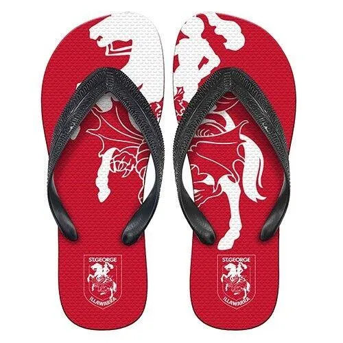 NRL Supporter Thongs - St George Illawarra Dragons - Mens Size Flip Flops - Shoe