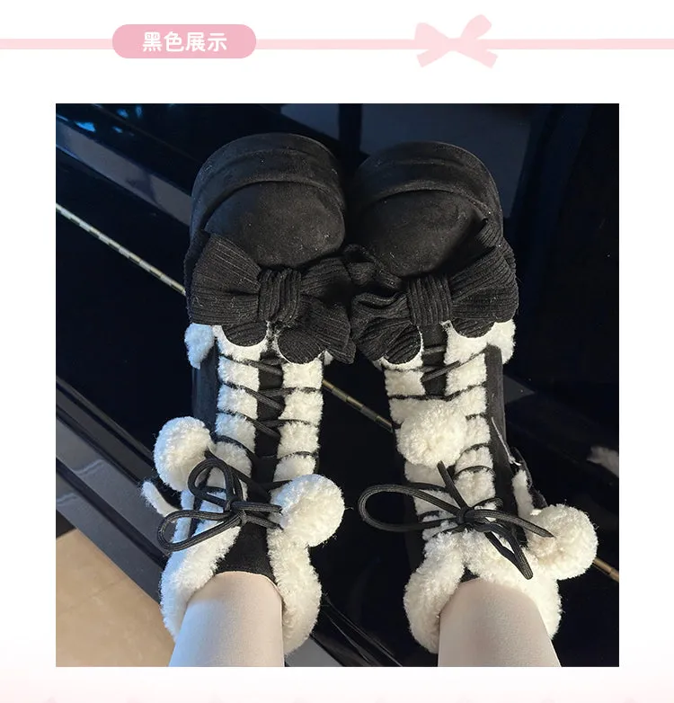 Original autumn and winter bear plush boots