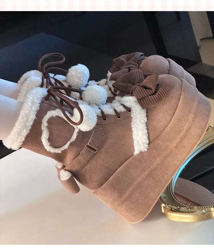 Original autumn and winter bear plush boots