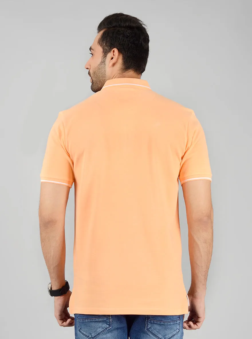 Peach Solid Slim Fit Polo T-Shirt | JadeBlue