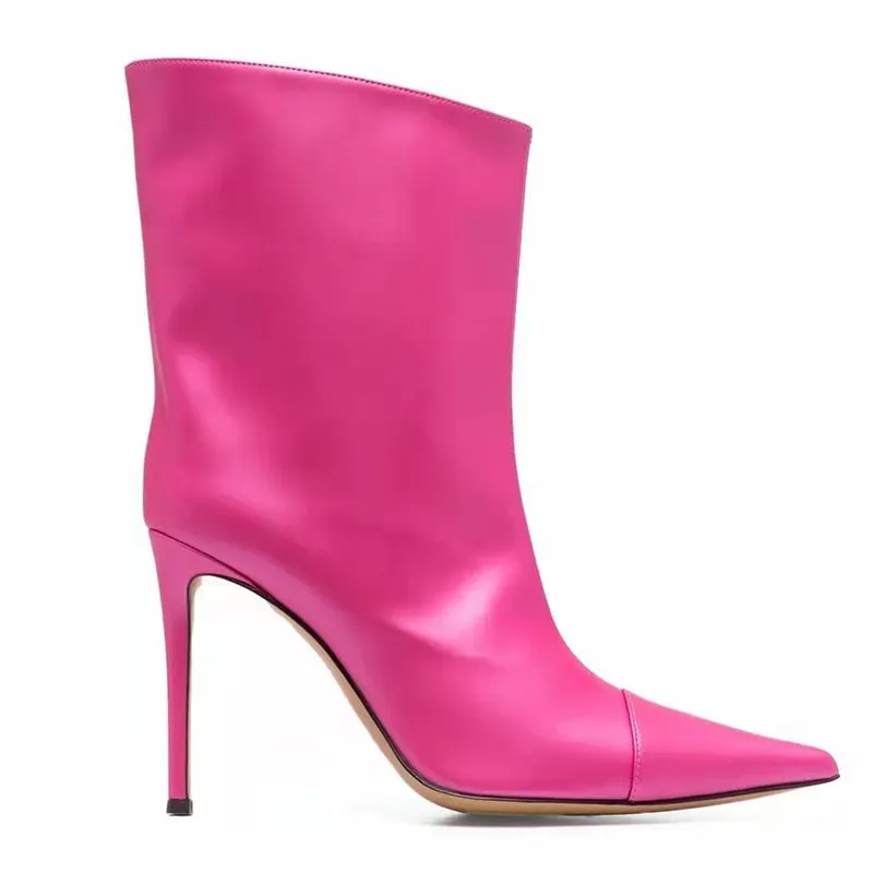 Pointed High Heeled Ankle Boots