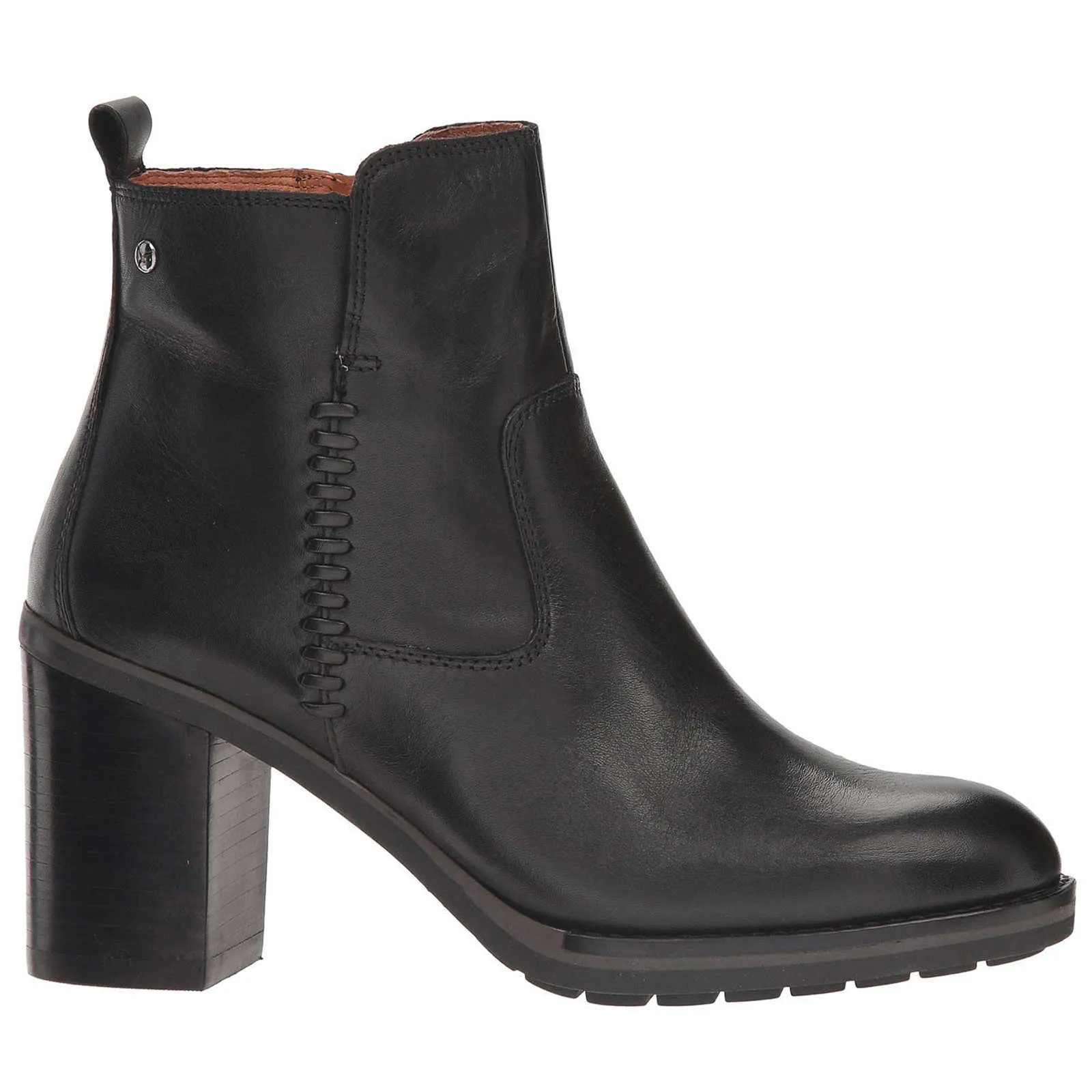 Pompeya Calfskin Leather Women's Zip Up Stack Heeled Boots