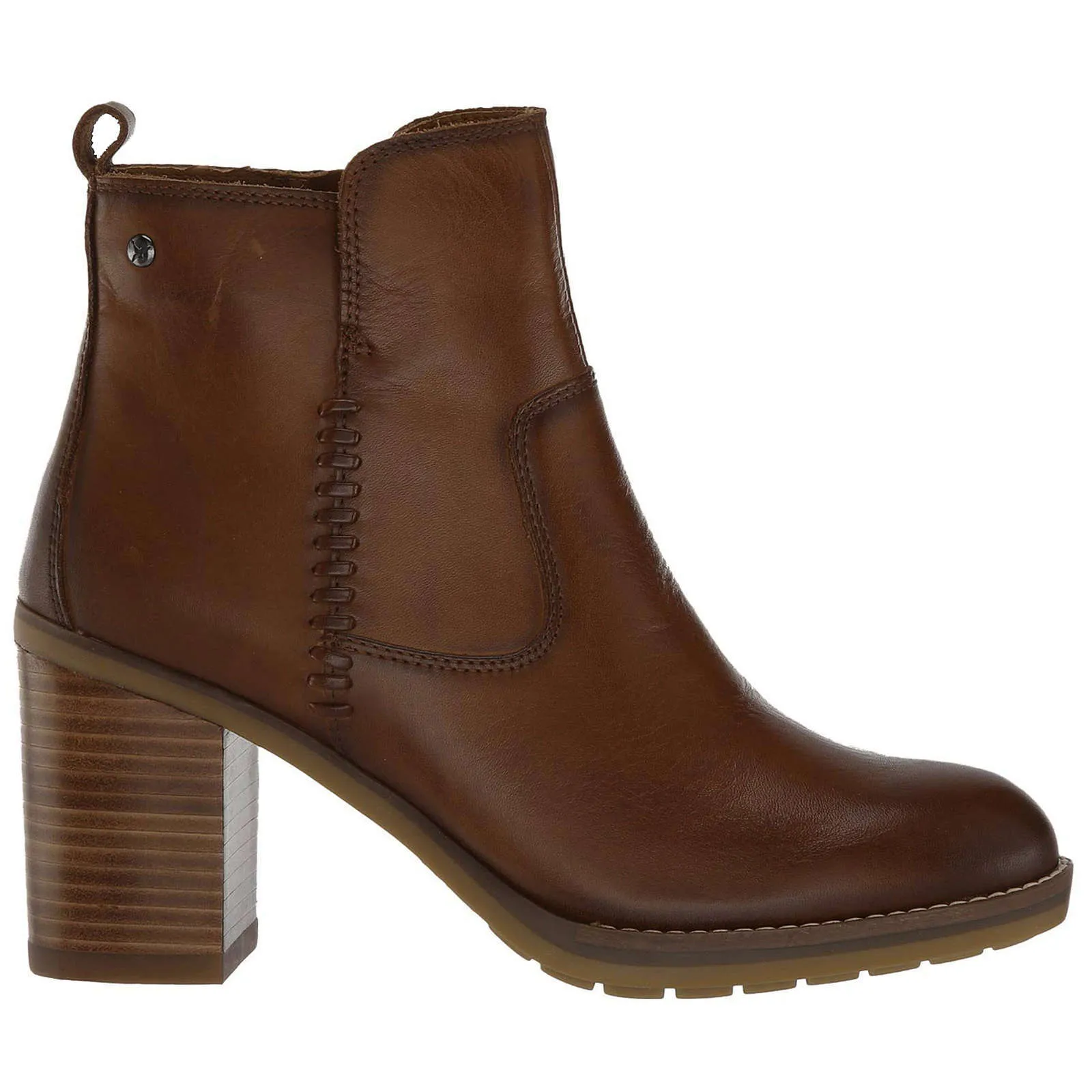 Pompeya Calfskin Leather Women's Zip Up Stack Heeled Boots