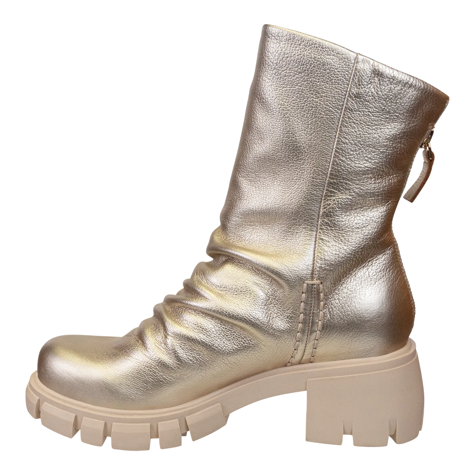 PROTOCOL in GOLD Heeled Mid Shaft Boots