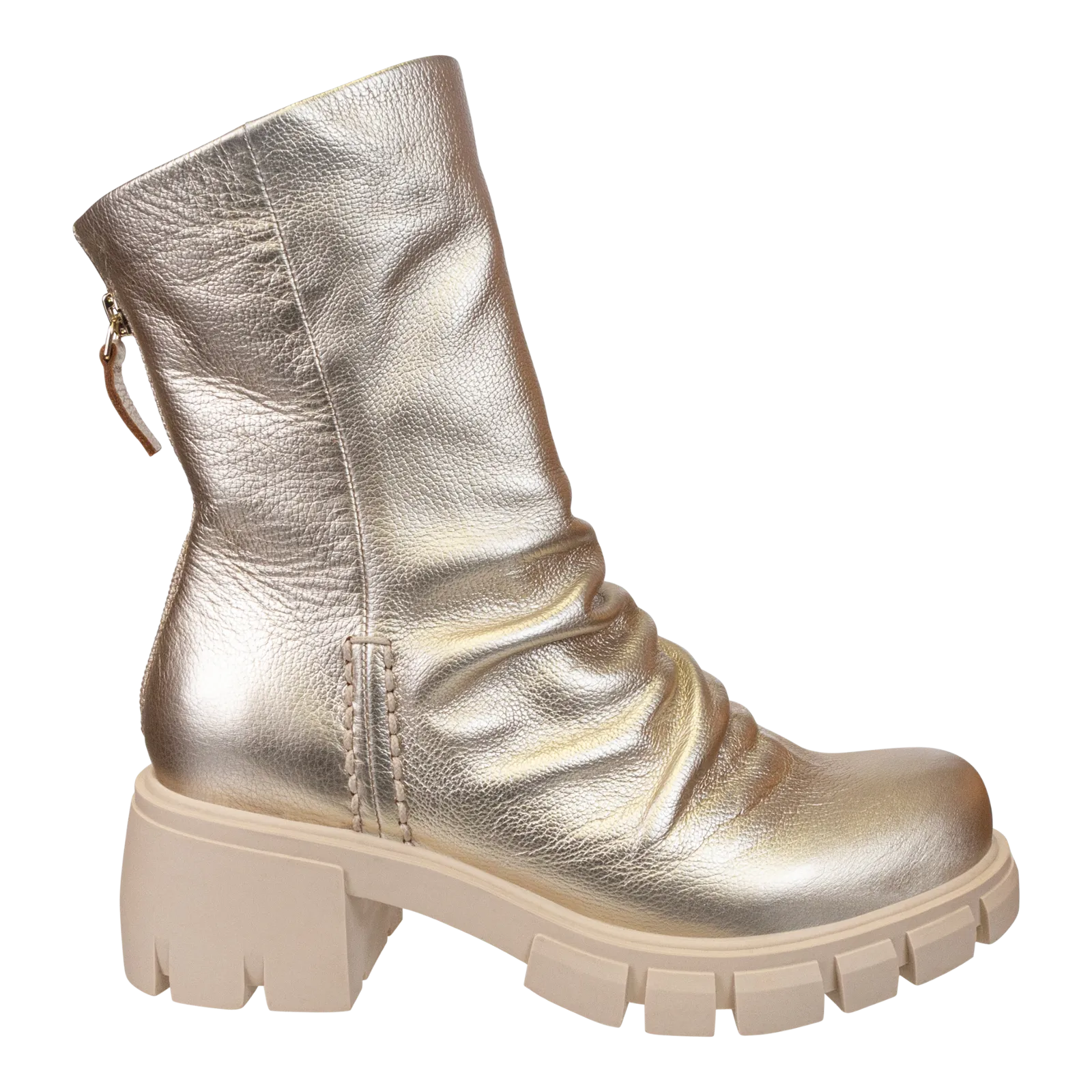 PROTOCOL in GOLD Heeled Mid Shaft Boots