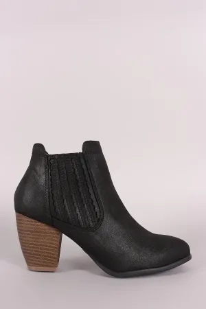 Qupid Distressed Chunky Heeled Chelsea Booties