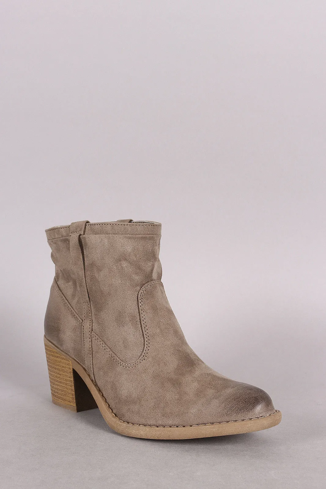 Qupid Suede Chunky Heeled Ankle Boots