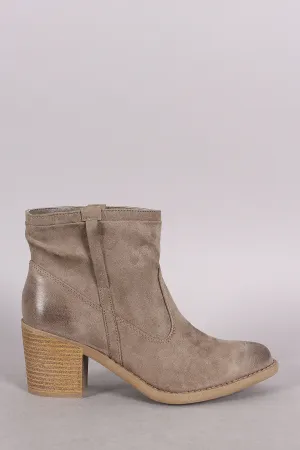 Qupid Suede Chunky Heeled Ankle Boots