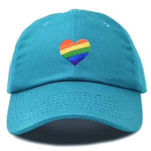 Rainbow Heart Hat Embroidered Teal