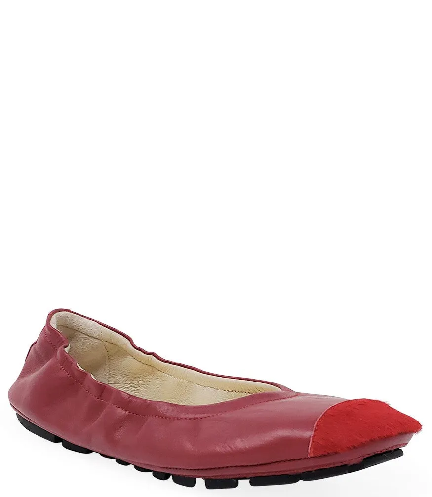 Red Calf Hair Tip Ballet Flat