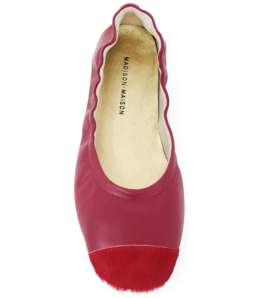 Red Calf Hair Tip Ballet Flat