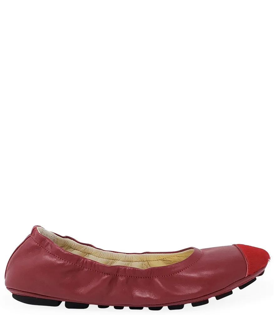 Red Calf Hair Tip Ballet Flat