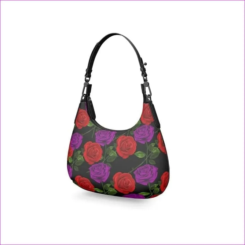 Red Rose Purp Authentic Leather Designer Mini Curve Bag