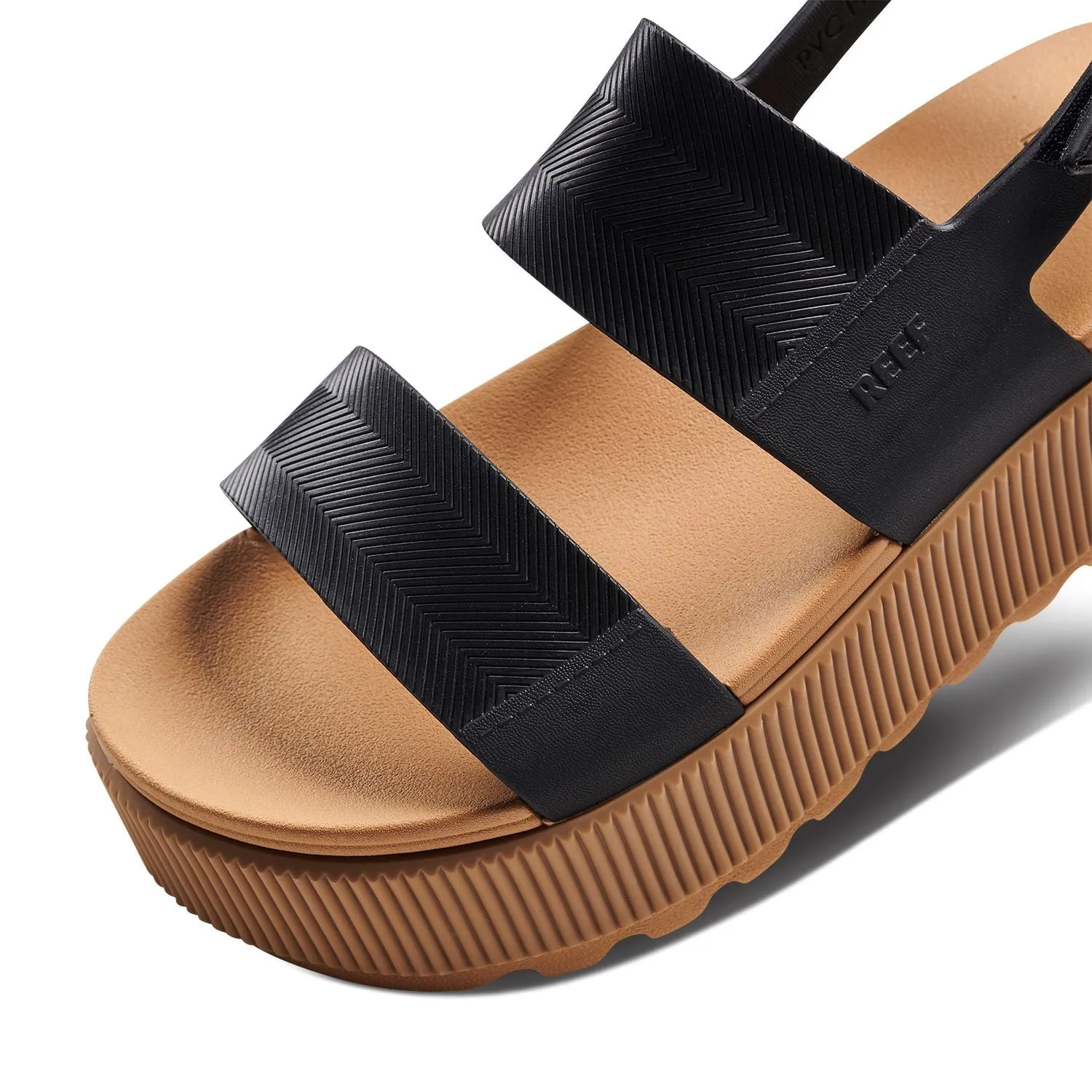 Reef Womens Water Vista Higher Platform Sandals - Black/Tan