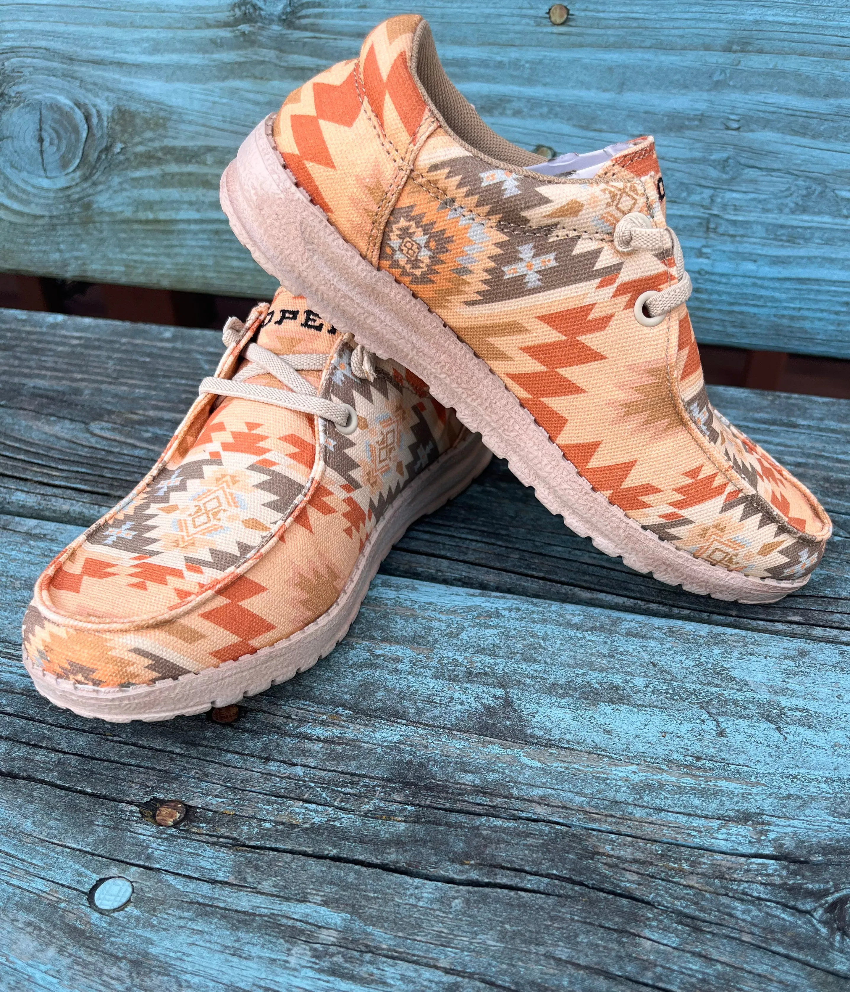 Roper Women's Eva Moc Peach Aztec Casual Shoes 1793-3174