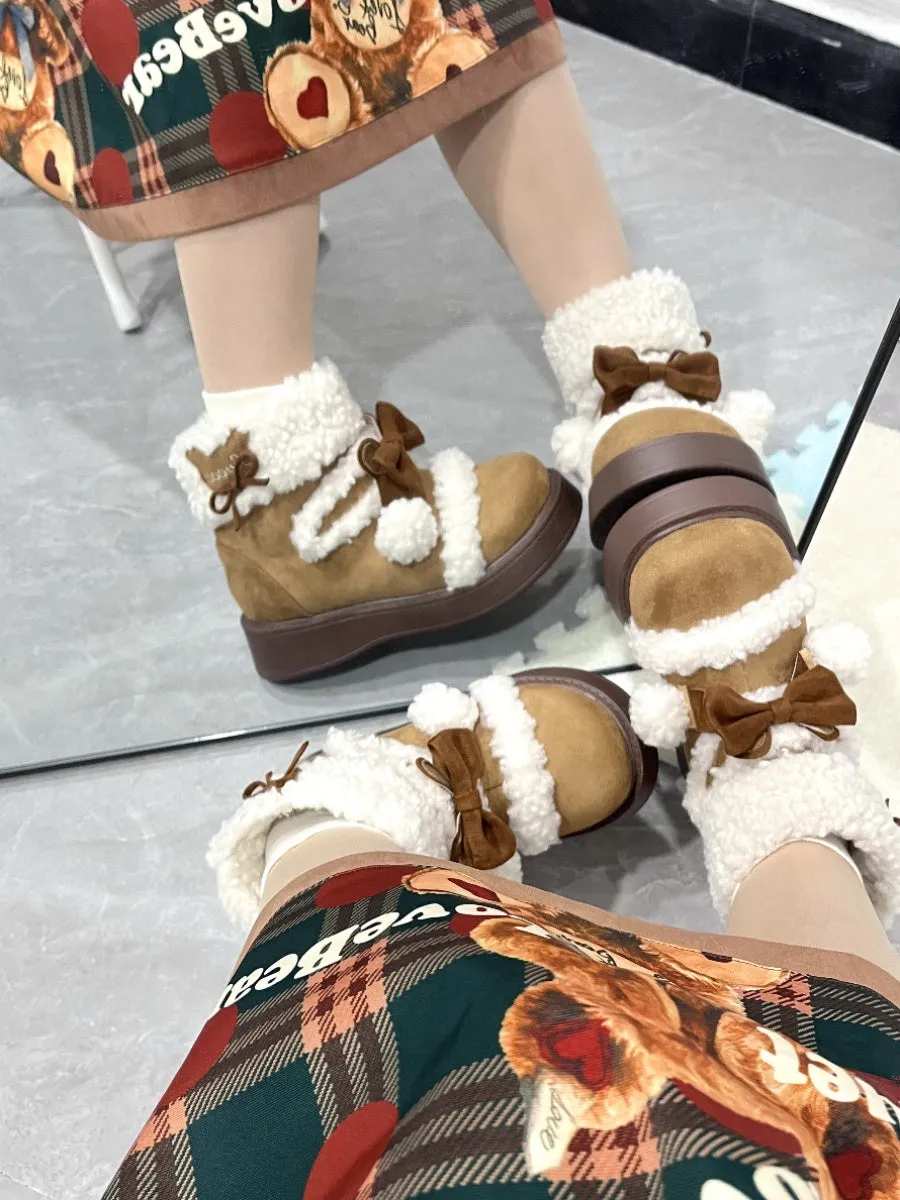 Round toe warm short tube cute snow boots cotton shoes lolita shoes winter