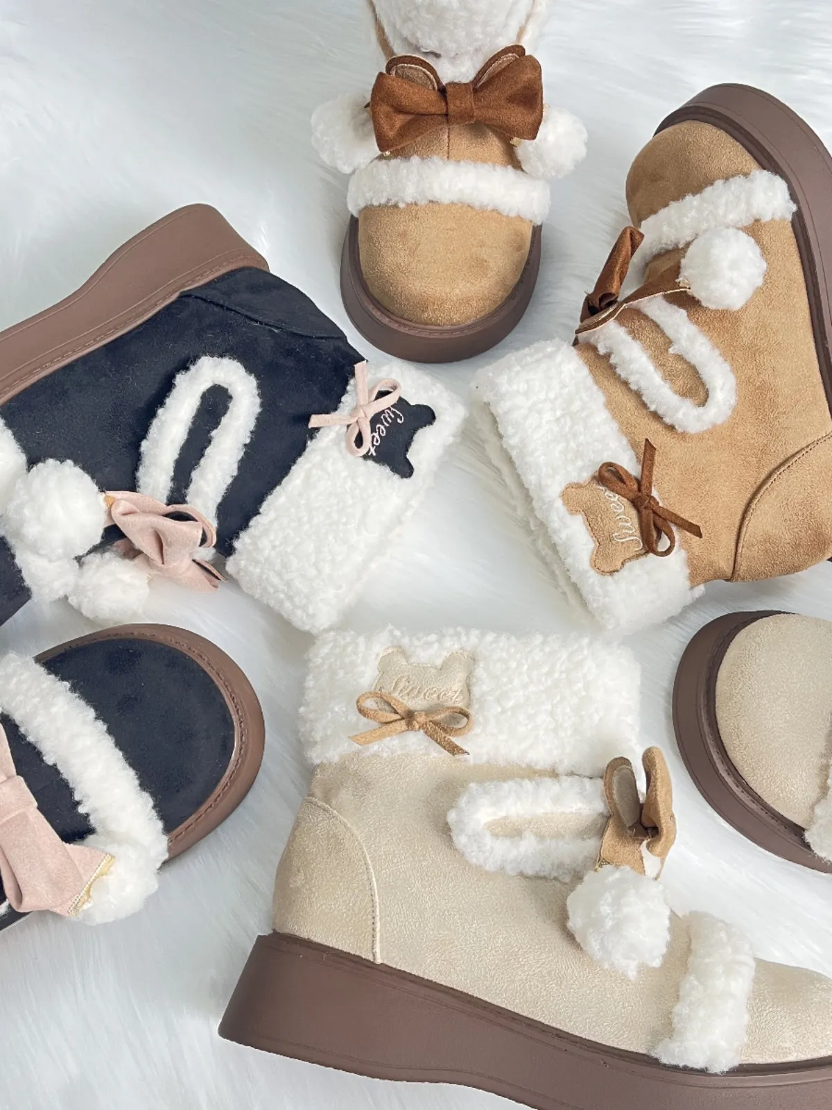 Round toe warm short tube cute snow boots cotton shoes lolita shoes winter