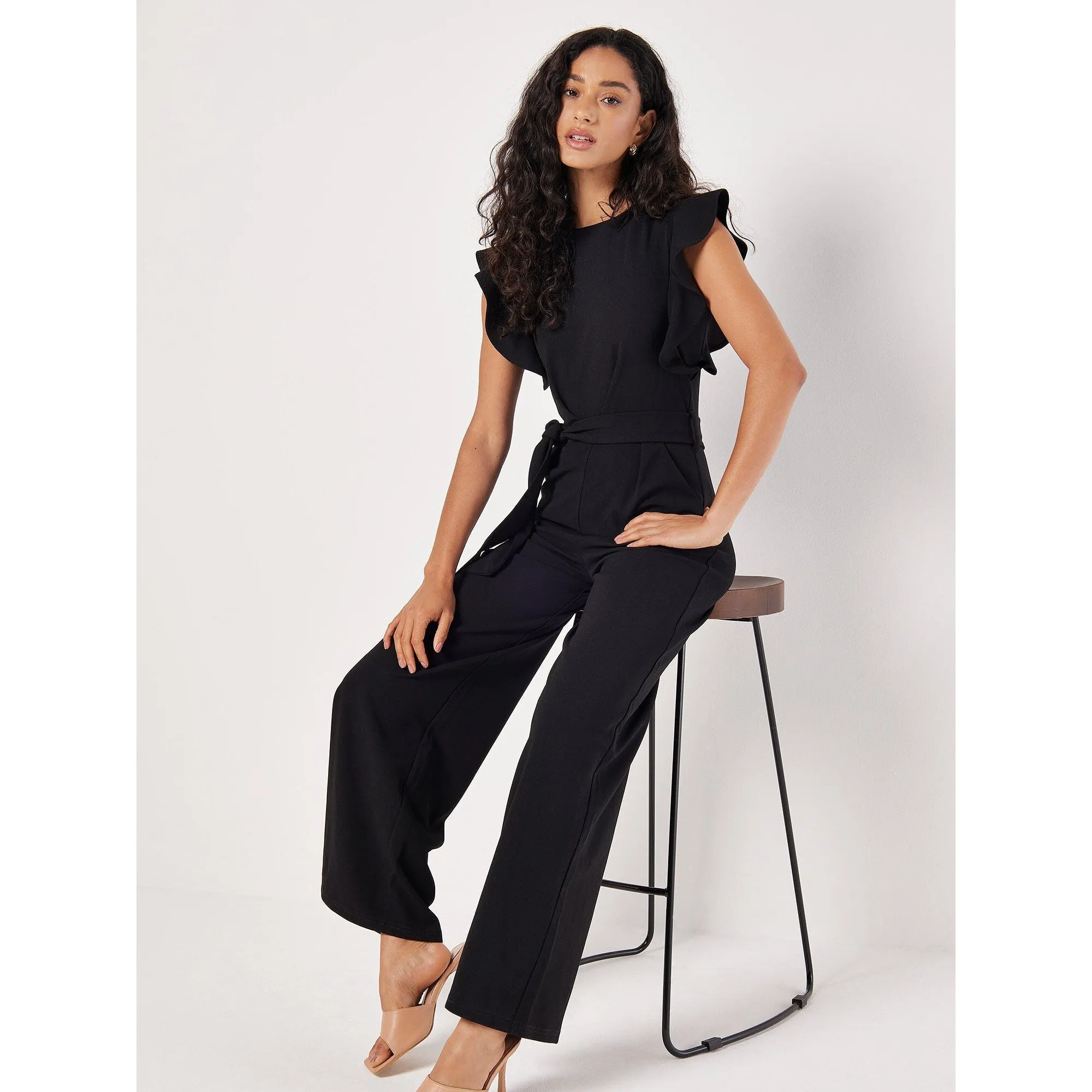 RUFFLE SLEEVE JUMPSUIT