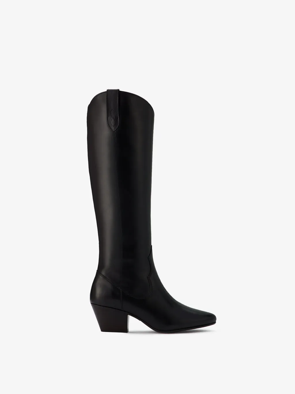 Saffron Knee High Boots in Black Leather