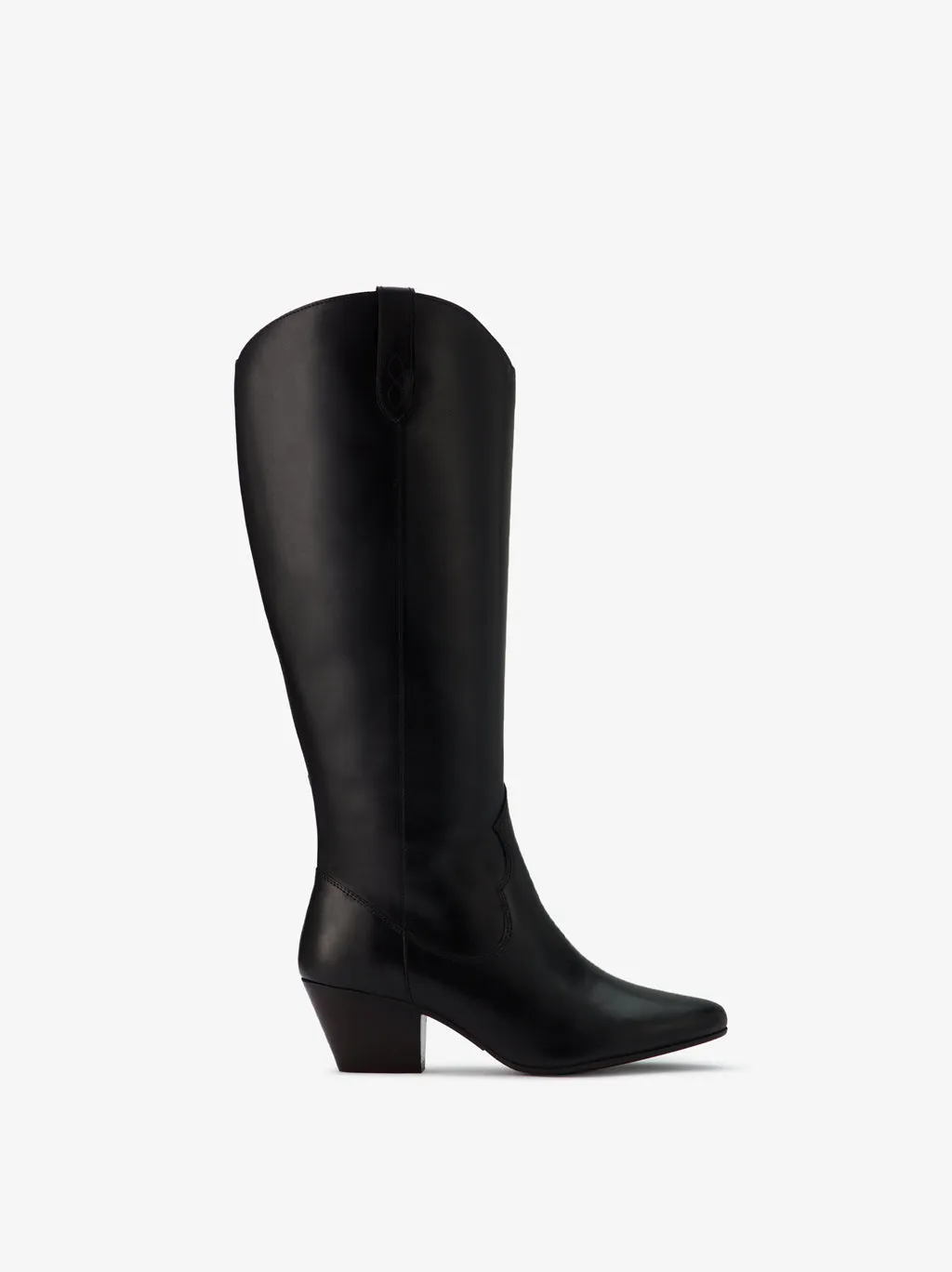 Saffron Knee High Boots in Black Leather